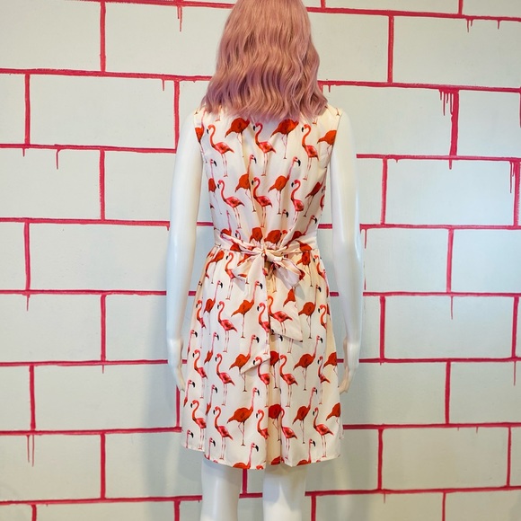 Whimsical A-Line Button Down Flamingo Print Dress 🦩 - Picture 5 of 8